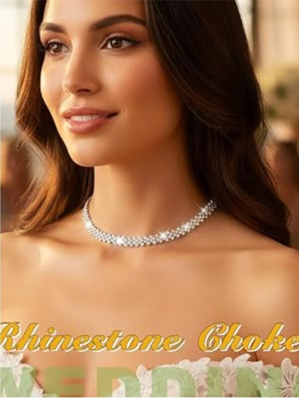 Rhinestone Choker Necklace Silver Diamond Row Cuban Prom‎ Wedding Party new